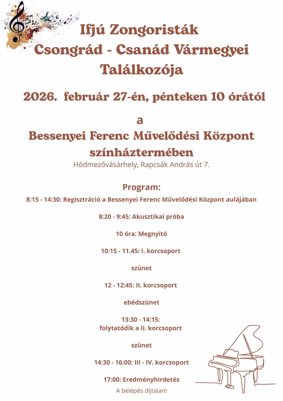 Ifjú Zongoristák Csongrád- Csanád Vármegyei Találkozója